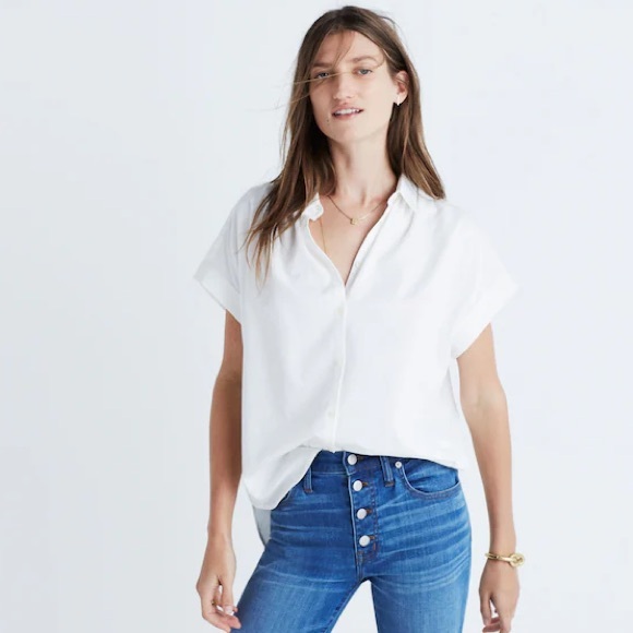 Madewell Tops - NWT Madewell Short Sleeve Button Front Central Shirt G0212 - White - S